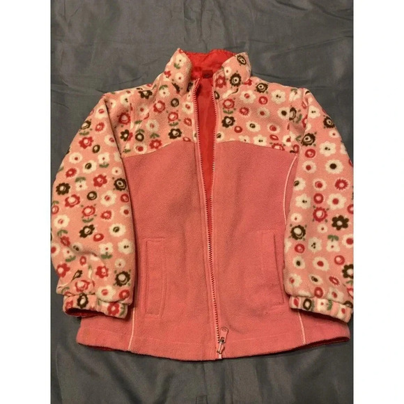 OSHKOSH B’GOSH PINK/PINK WITH FLOWERS REVERSIBLE GIRLS JACKET SIZE 6 - Picture 8 of 10